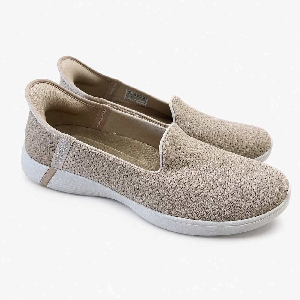 Skechers Slip-ins Womens 8.5 Taupe Gold Hands Free Air Cooled Memory Foam Shoes